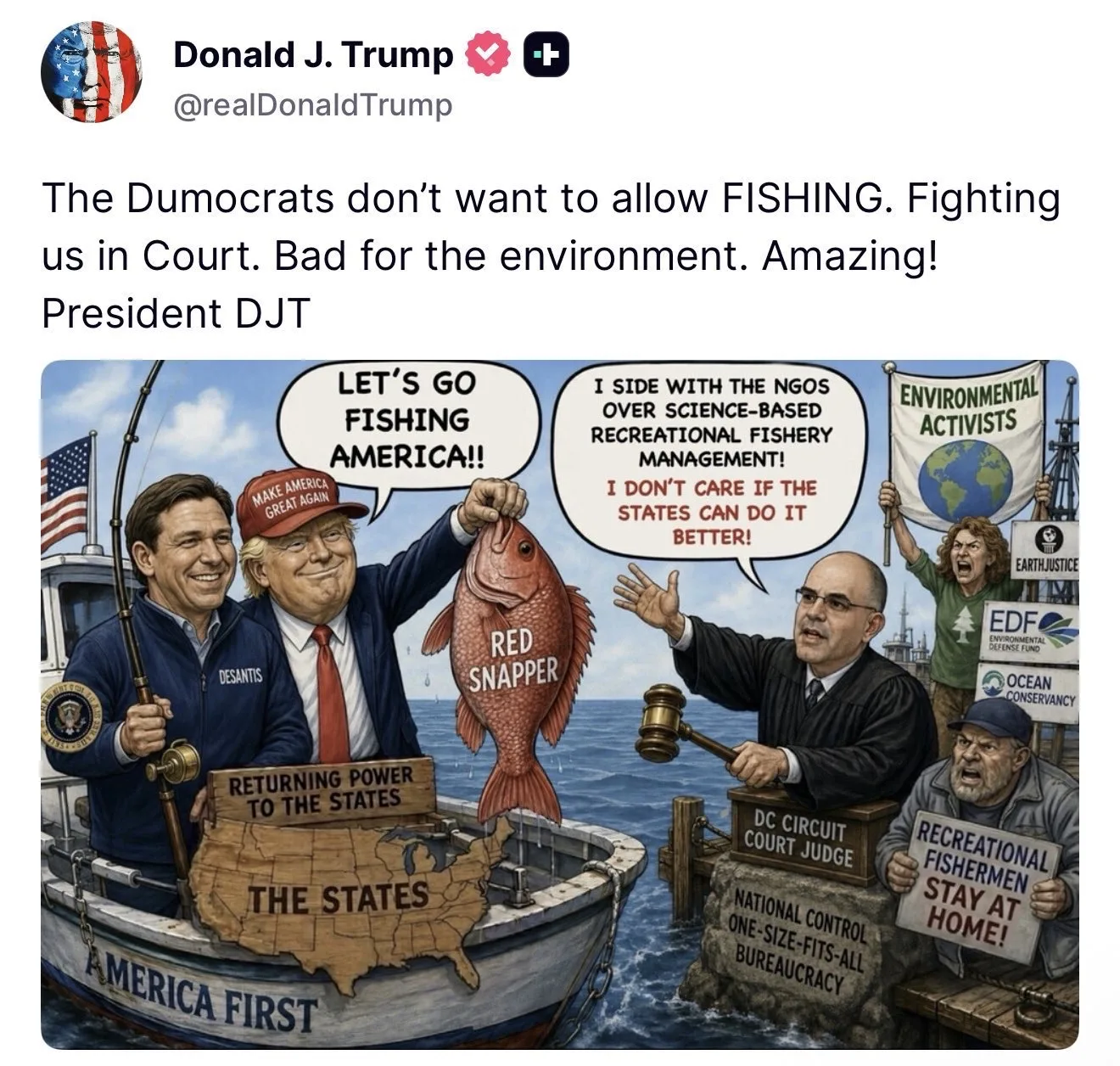 Truth Social post about Dumocrats and fishing